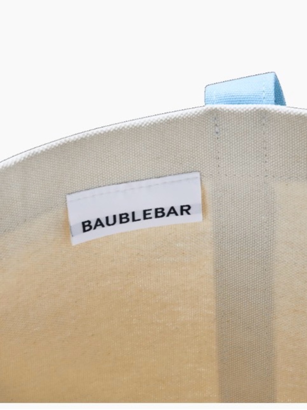 Baublebar Canvas Tote Bag with Light Blue Trim and Palm Charm - Picture 4 of 5